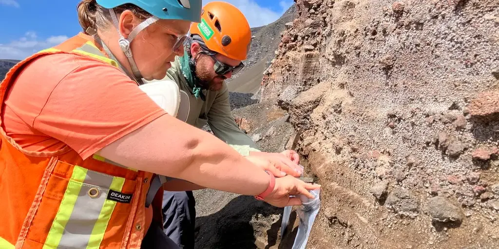 Kilauea Volcano Scientists Access Crater Tephra Samples