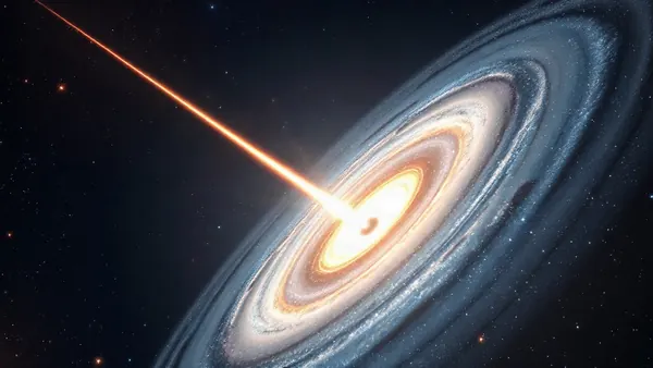 Supermassive Black Hole's 27-Year Plasma Jet Aimed at Earth Tracked